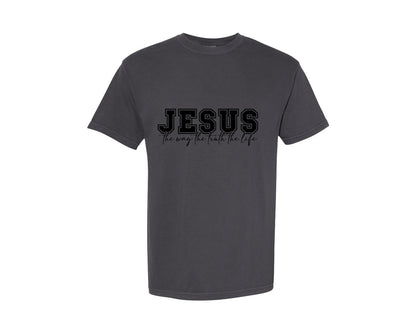 brand:Comfort Colors|color:Graphite|Jesus The Way The Truth The Life 68 Graphic T-Shirt