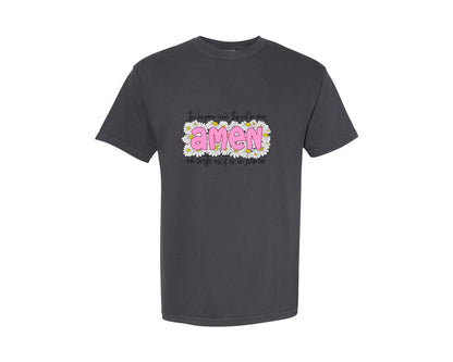 brand:Comfort Colors|color:Graphite|Floral Amen Christian Easter Sublim 2 Graphic T-Shirt