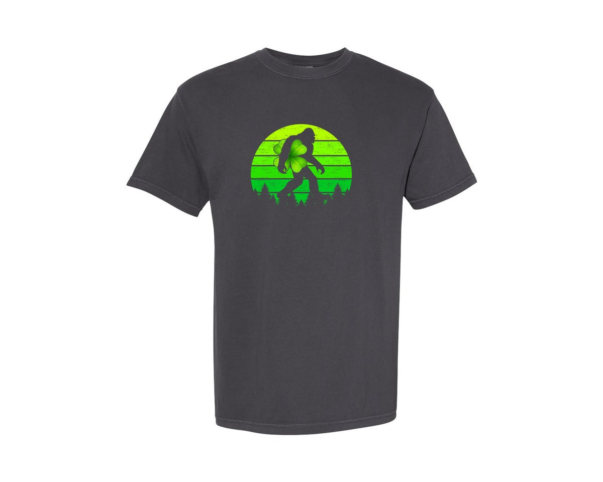 brand:Comfort Colors|color:Graphite|Lucky Shamrock Sasquatch Irish Bigfoot Graphic T-Shirt
