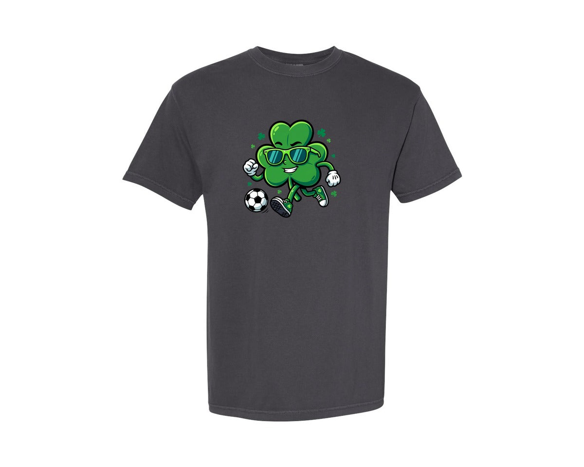 brand:Comfort Colors|color:Graphite|Lucky Shamrock Soccer St Patricks Graphic T-Shirt