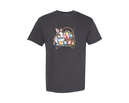 brand:Comfort Colors|color:Graphite|Happy Easter Bunny Eggs 5 Graphic T-Shirt