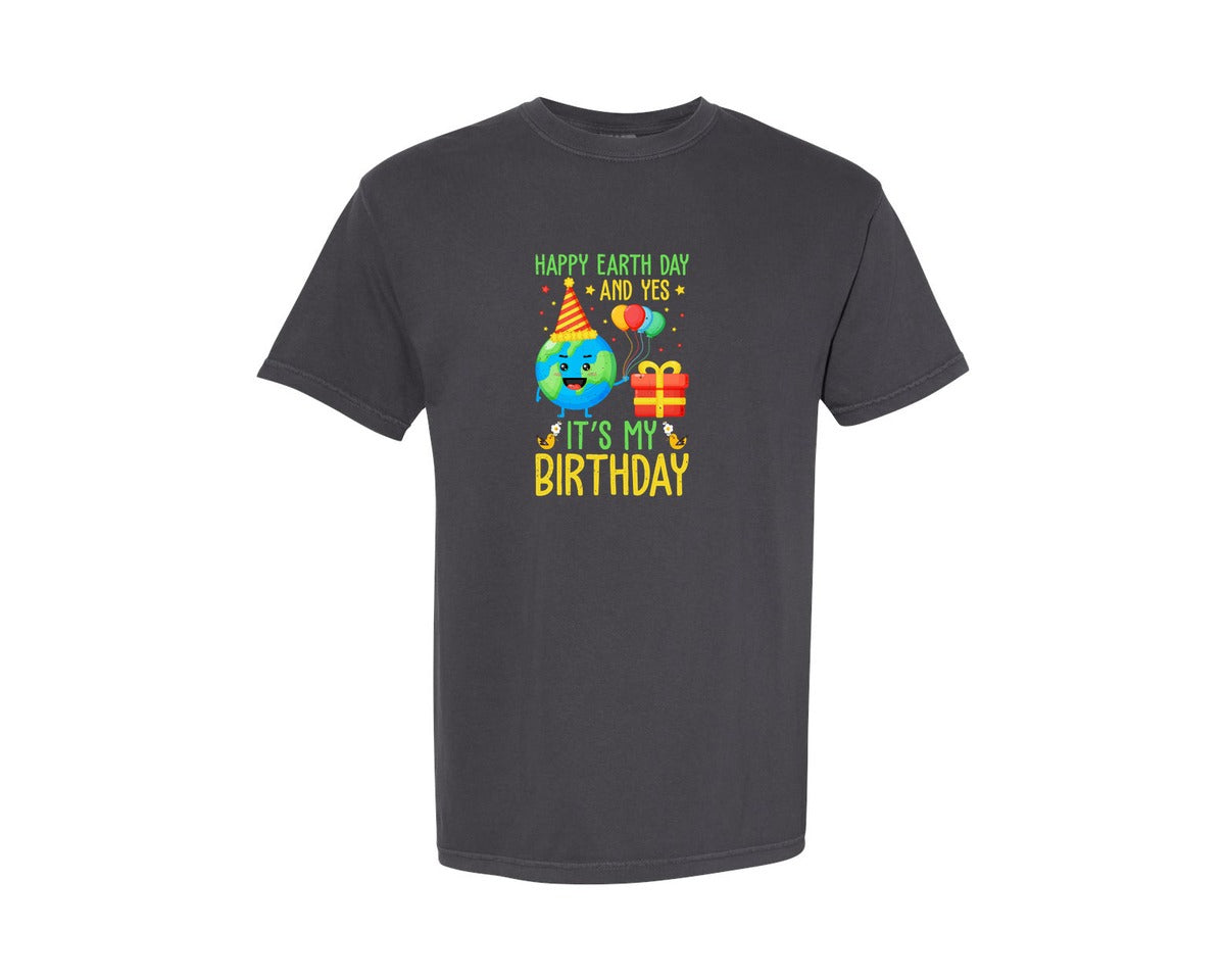 brand:Comfort Colors|color:Graphite|Happy Earth Day Birth Day T Shirt Graphic T-Shirt