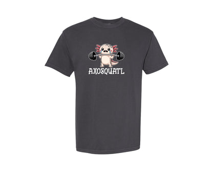 brand:Comfort Colors|color:Graphite|Gym Workout Axosquatl Axolotl T Shirt Graphic T-Shirt