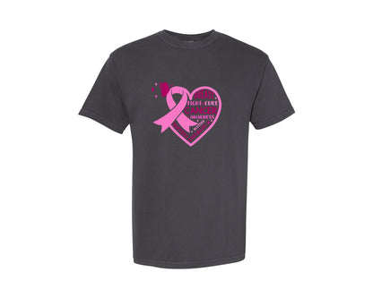 brand:Comfort Colors|color:Graphite|About Breast Cancer Love Shape Graphic T-Shirt