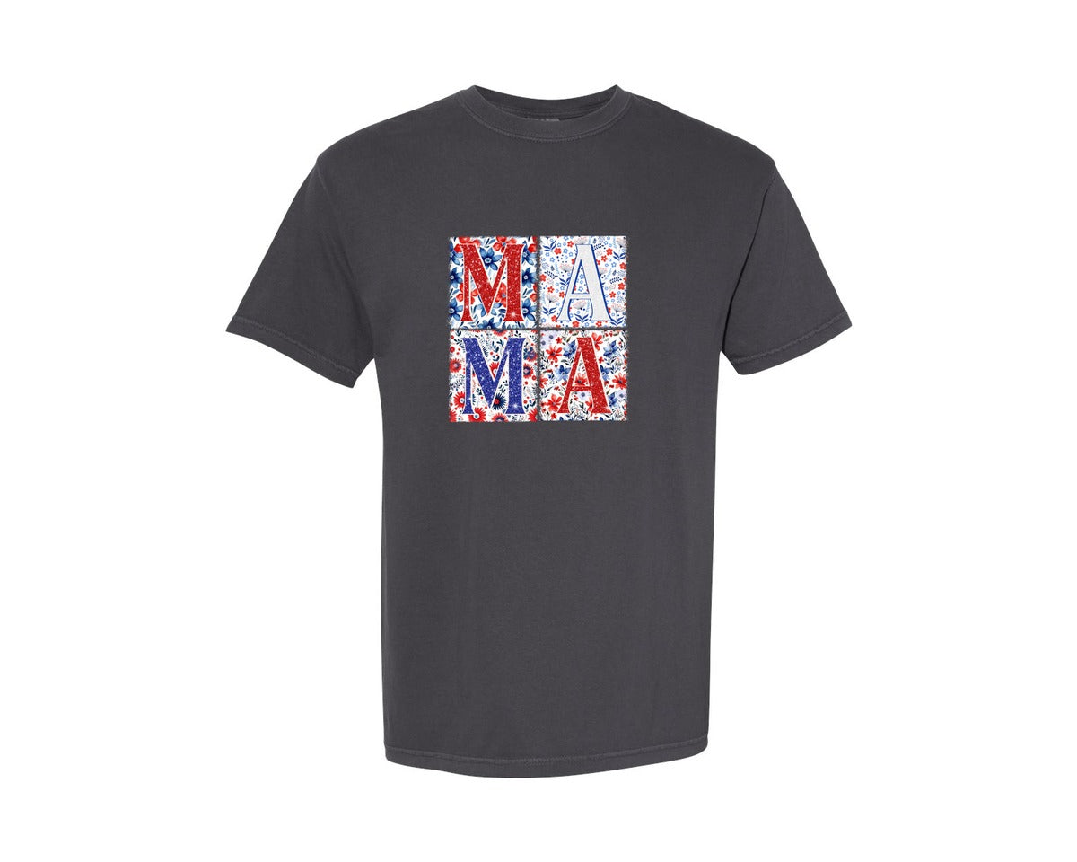brand:Comfort Colors|color:Graphite|4Th Of July Mama Patriotic Mom Graphic T-Shirt