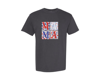 brand:Comfort Colors|color:Graphite|4Th Of July Mama Patriotic Mom Graphic T-Shirt