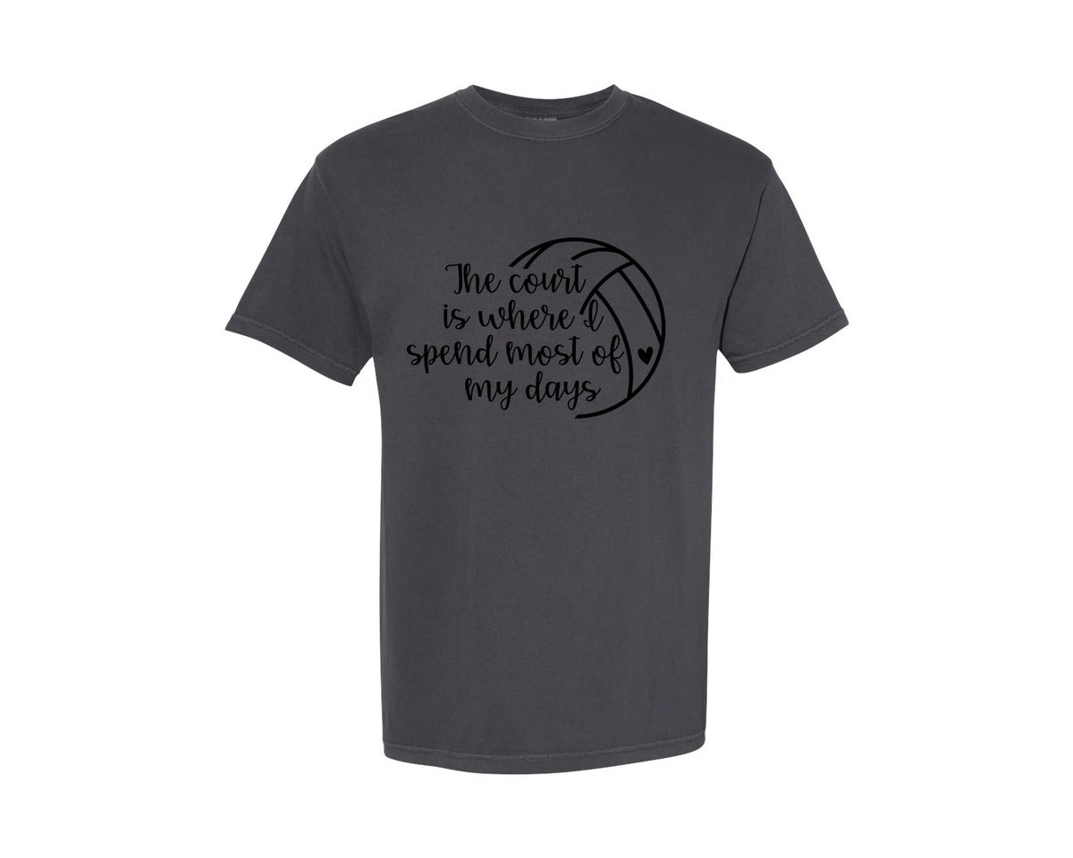 brand:Comfort Colors|color:Graphite|Volleyball Mom 24 Graphic T-Shirt