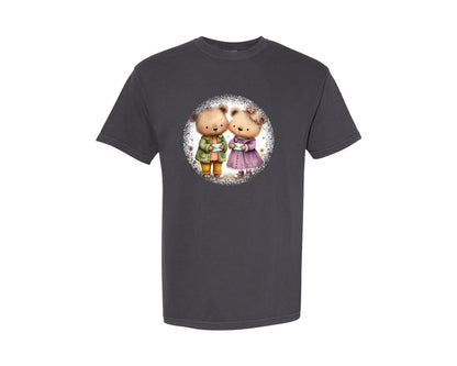 brand:Comfort Colors|color:Graphite|Couple Animals Round Tshirt 31 Graphic T-Shirt