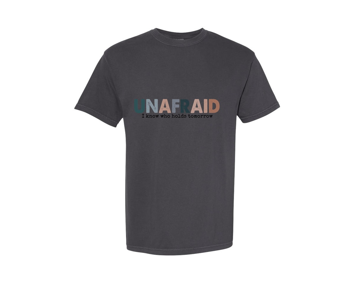 brand:Comfort Colors|color:Graphite|Unafraid Christian Quote Graphic T-Shirt
