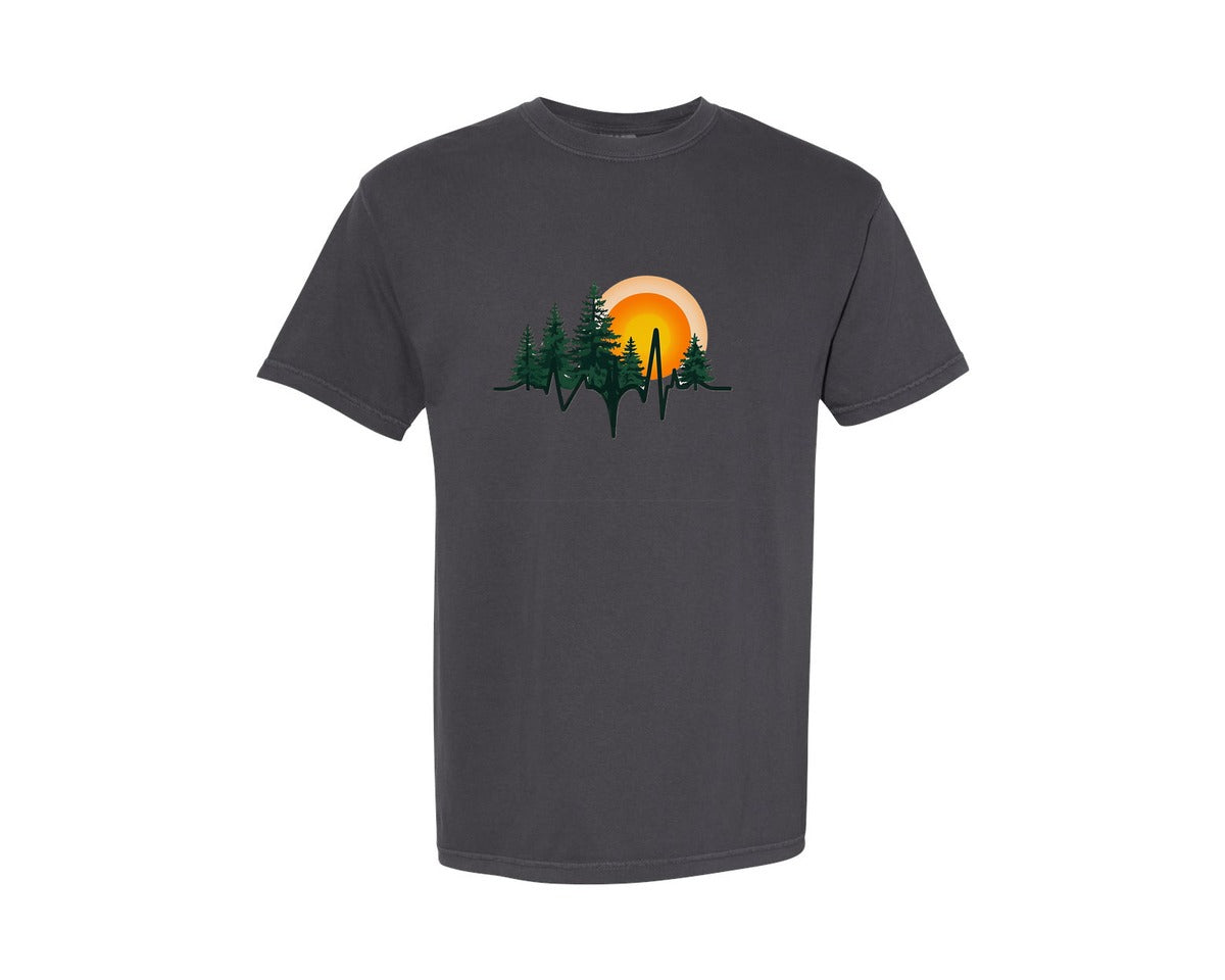 brand:Comfort Colors|color:Graphite|Pine Trees Nature Lover T Shirt Design Graphic T-Shirt