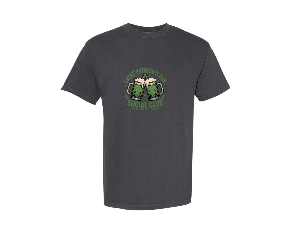 brand:Comfort Colors|color:Graphite|Saint Patricks Day Social Club Beer Graphic T-Shirt