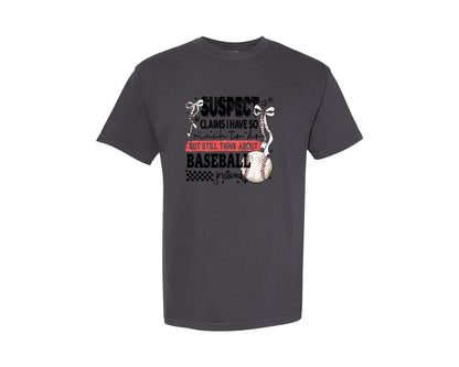 brand:Comfort Colors|color:Graphite|Baseball Bow Mom Quote Retro Distressed Graphic T-Shirt