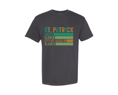 brand:Comfort Colors|color:Graphite|Retro Checkered St Patricks Day 17 Graphic T-Shirt