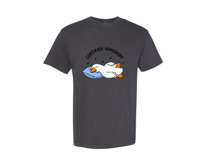 brand:Comfort Colors|color:Graphite|Certified Homebody Goose Graphic T-Shirt