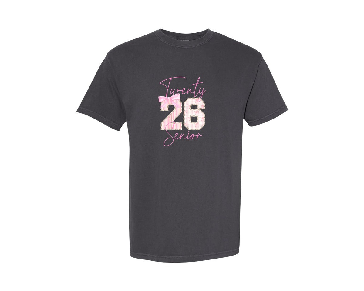 brand:Comfort Colors|color:Graphite|Pearls Girly Class Of 2026 Senior Graphic T-Shirt