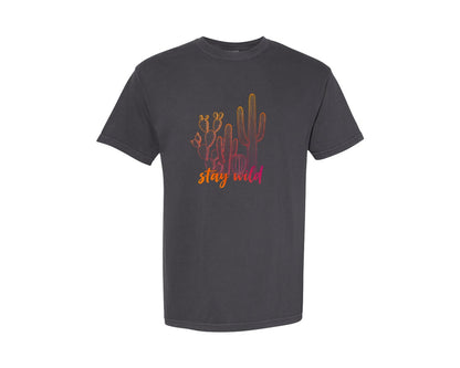 brand:Comfort Colors|color:Graphite|Western Stay Wild Cactus Graphic T-Shirt