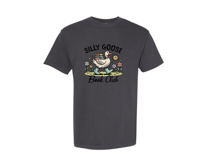 brand:Comfort Colors|color:Graphite|Bookish Lover Silly Goose Book Club Graphic T-Shirt
