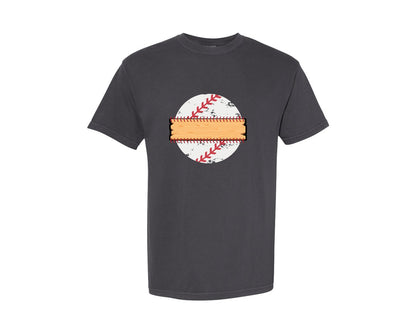 brand:Comfort Colors|color:Graphite|Split Baseball Baseball Mom Graphic T-Shirt