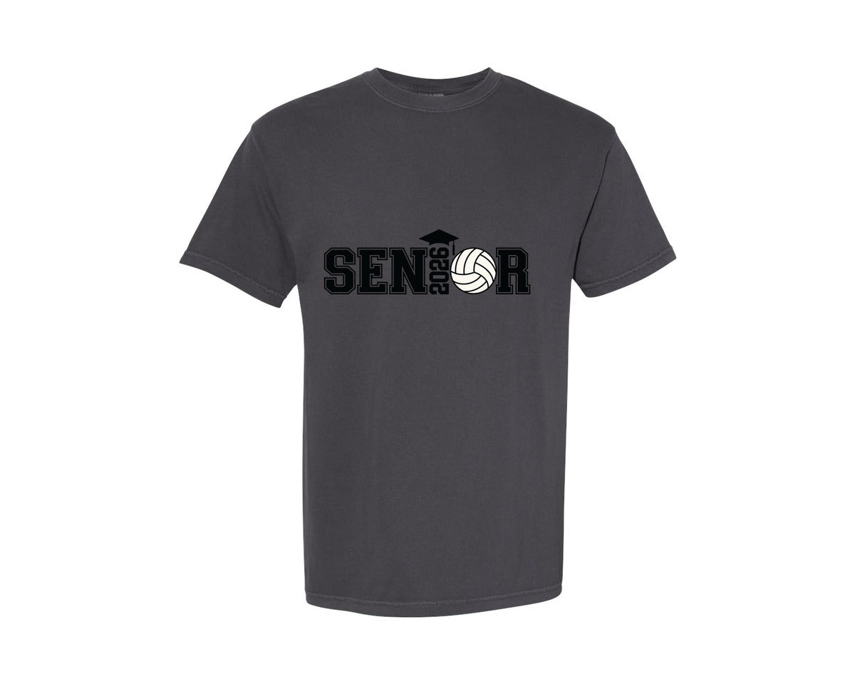 brand:Comfort Colors|color:Graphite|Senior Volleyball 2026 Graduation Graphic T-Shirt