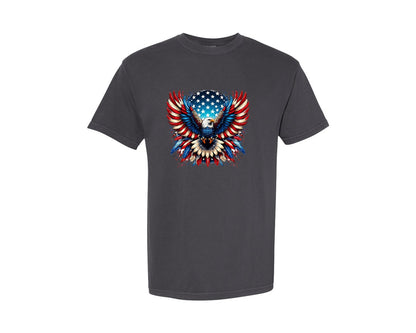 brand:Comfort Colors|color:Graphite|Patriotic Eagle Usa Flag 4Th Of July Graphic T-Shirt