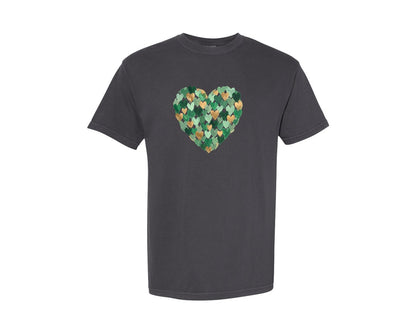 brand:Comfort Colors|color:Graphite|Hand Painted St Patricks Day Heart 2 Graphic T-Shirt
