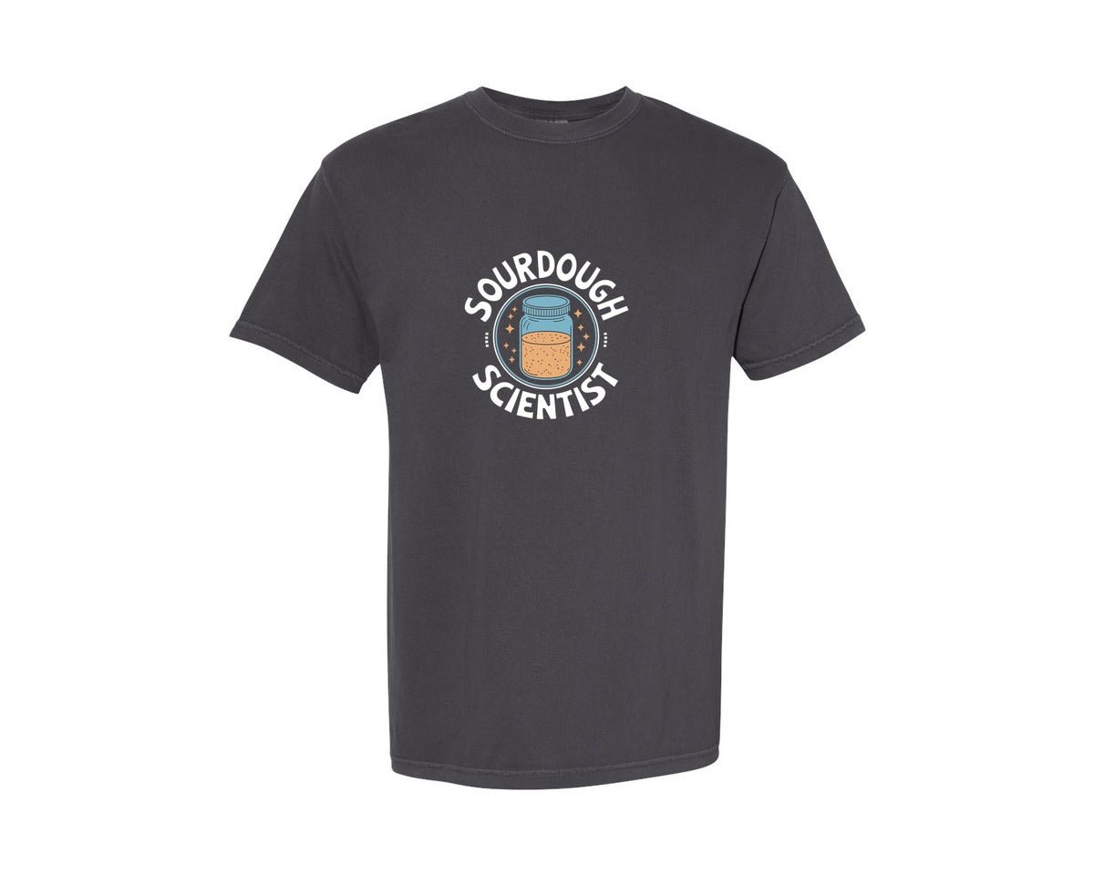 brand:Comfort Colors|color:Graphite|Funny Sourdough Scientist T Shirt Design Graphic T-Shirt
