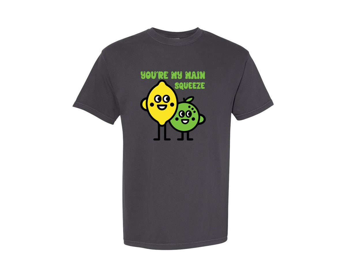 brand:Comfort Colors|color:Graphite|Youre My Main Squeeze Cute Lemon Pun Graphic T-Shirt