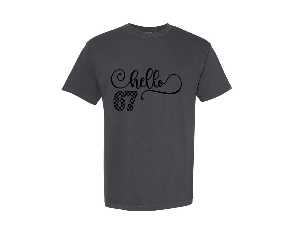 brand:Comfort Colors|color:Graphite|Checkered 6 7 Six Seven Funny Design 2 Graphic T-Shirt