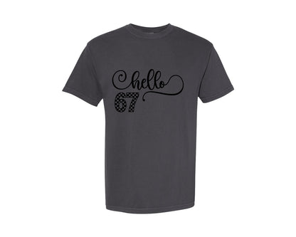 brand:Comfort Colors|color:Graphite|Checkered 6 7 Six Seven Funny Design 2 Graphic T-Shirt