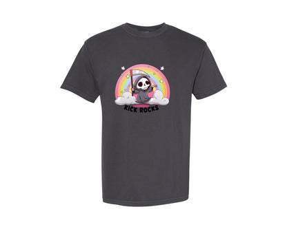brand:Comfort Colors|color:Graphite|Kick Rocks Cute Grim Reaper Graphic T-Shirt