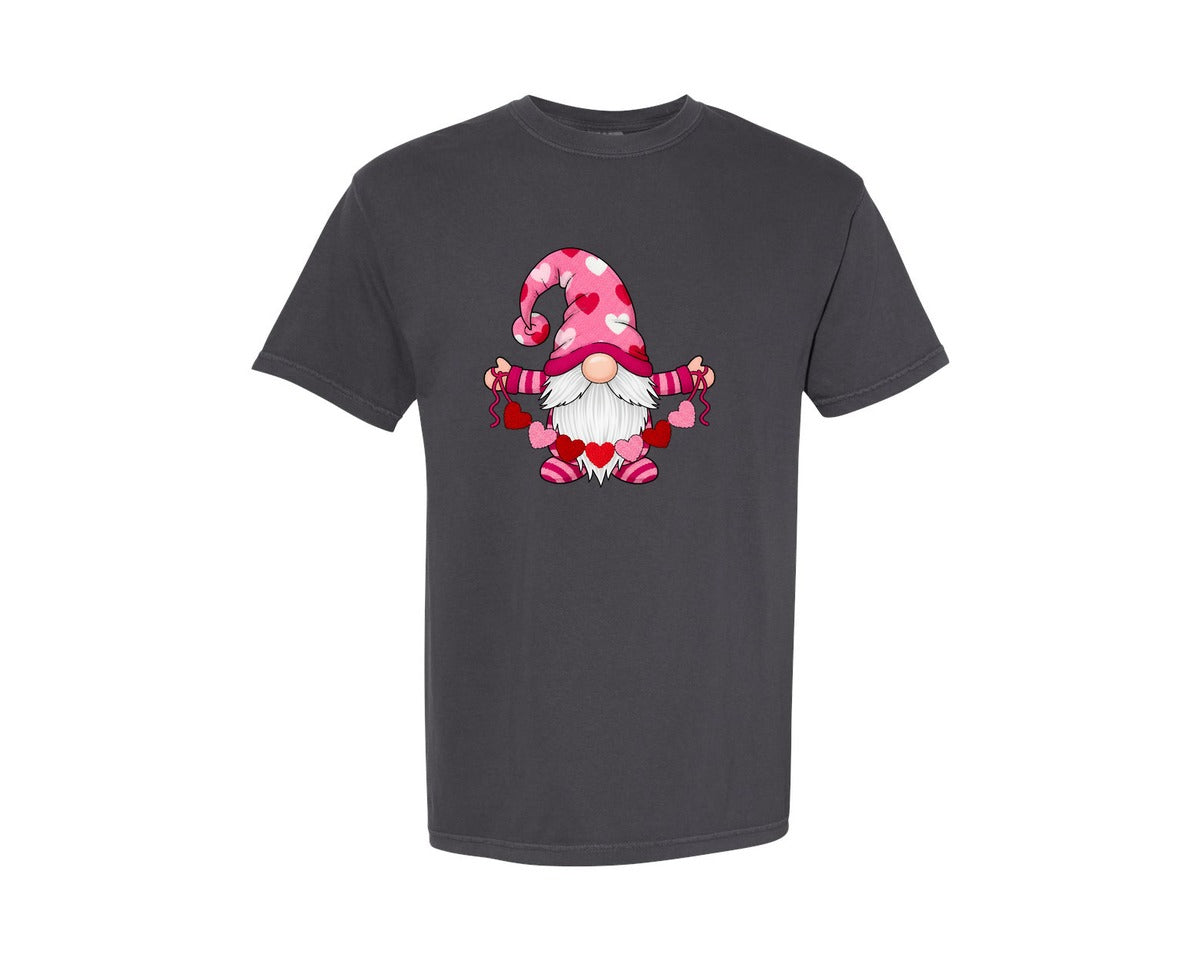 brand:Comfort Colors|color:Graphite|Latch Hook Yarn Valentines Gnome 9 Graphic T-Shirt
