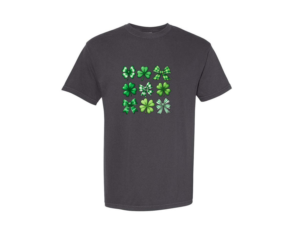 brand:Comfort Colors|color:Graphite|Coquette Patricks Day Bow T Shirt Graphic T-Shirt