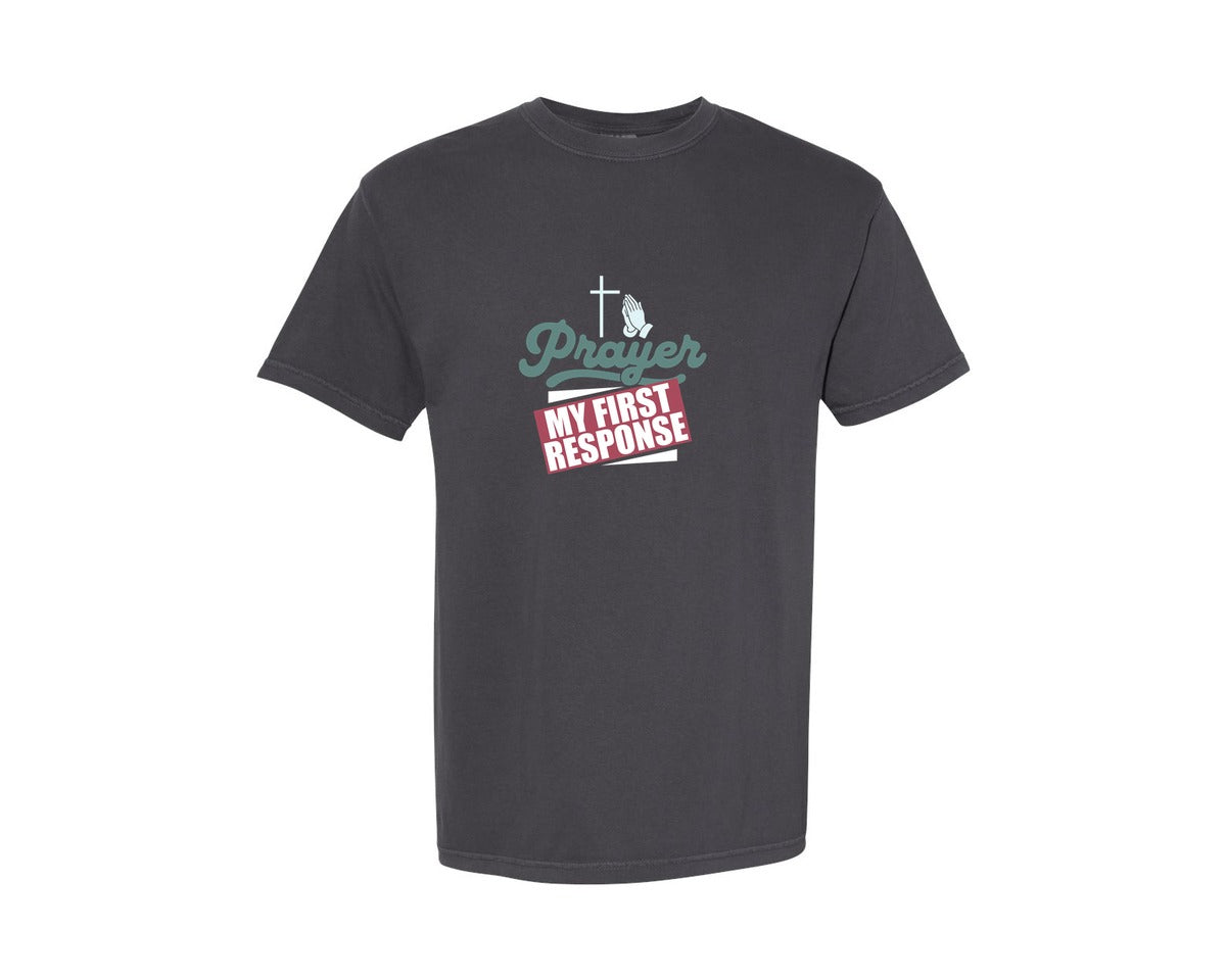 brand:Comfort Colors|color:Graphite|Prayer My First Response Graphic T-Shirt