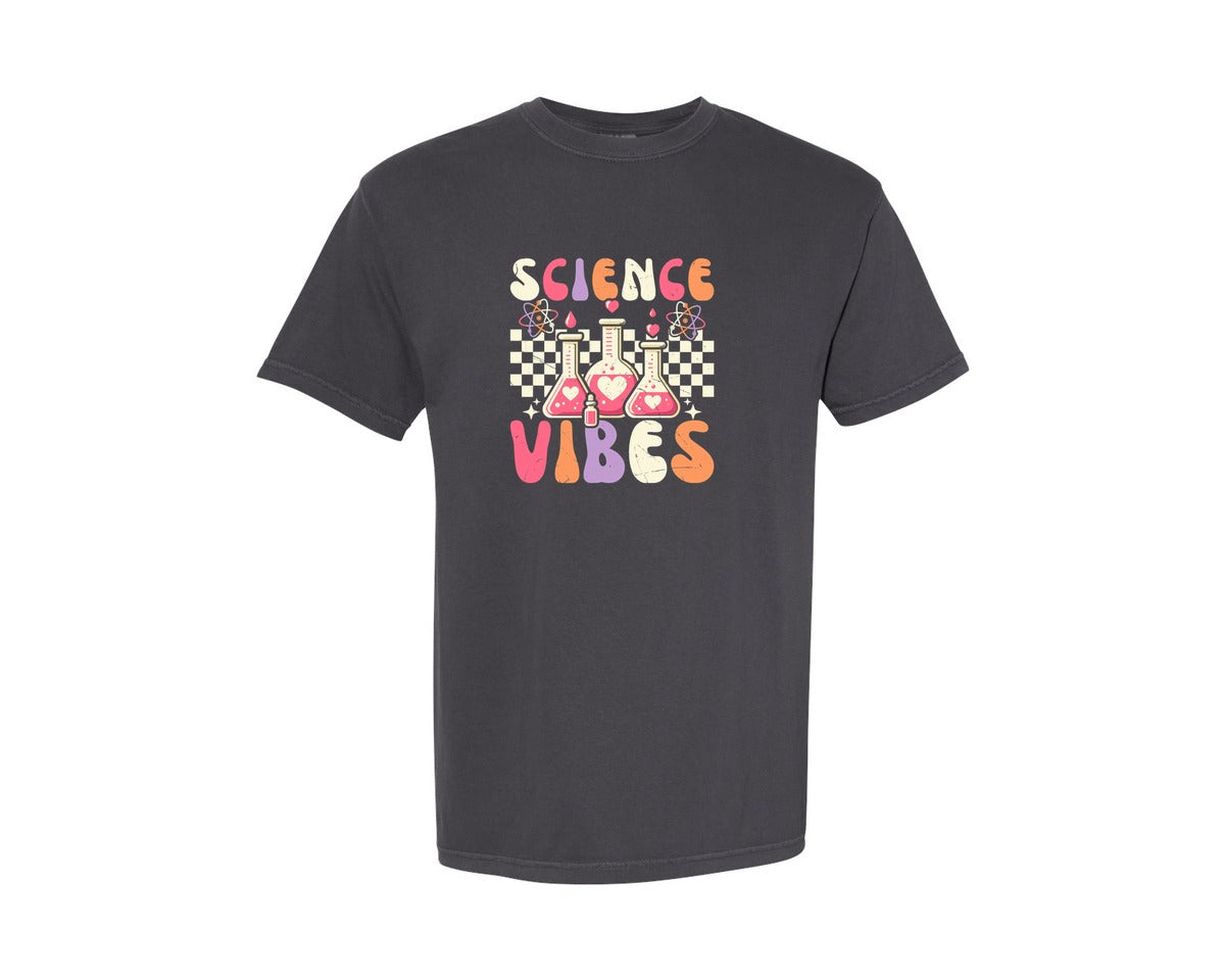 brand:Comfort Colors|color:Graphite|Groovy Science Vibes Chemistry T Shirt Graphic T-Shirt