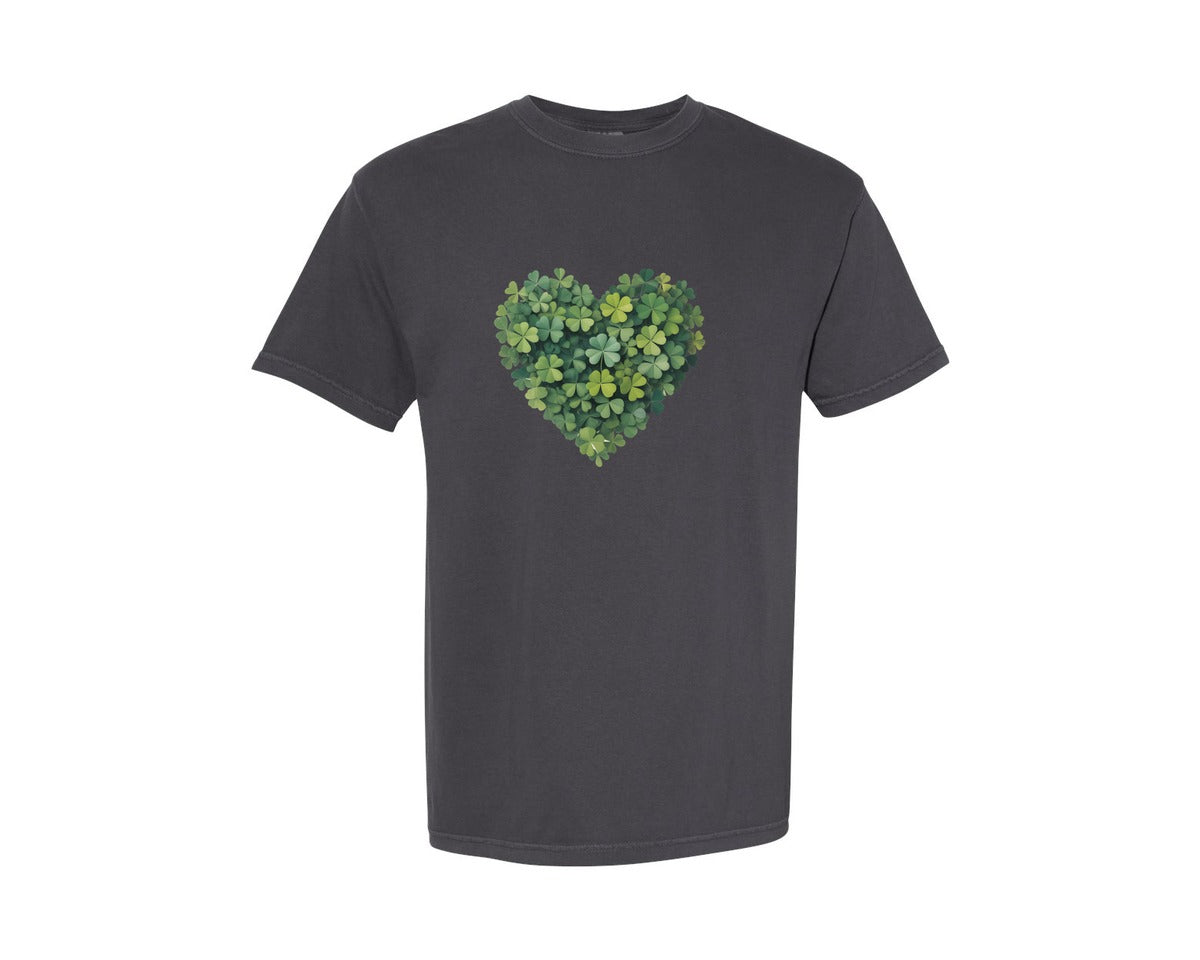 brand:Comfort Colors|color:Graphite|St Patricks Day Heart Brushstroke 25 Graphic T-Shirt