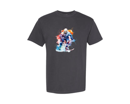 brand:Comfort Colors|color:Graphite|Colorful Hockey Player 3 Graphic T-Shirt