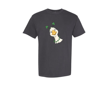 brand:Comfort Colors|color:Graphite|Funny St Patricks Day Peeking Goose Graphic T-Shirt