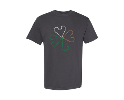brand:Comfort Colors|color:Graphite|Irish Fish Hook Shamrock Graphic T-Shirt
