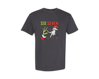 brand:Comfort Colors|color:Graphite|Six Seven 6 7 67 Meme Christmas Xmas Graphic T-Shirt
