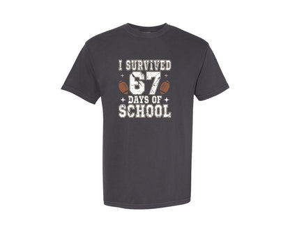 brand:Comfort Colors|color:Graphite|I Tackled 67 Days Of School Football Graphic T-Shirt
