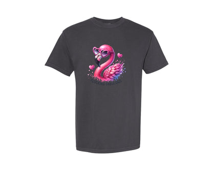 brand:Comfort Colors|color:Graphite|Flocking Fabulous Flamingo 3 Graphic T-Shirt