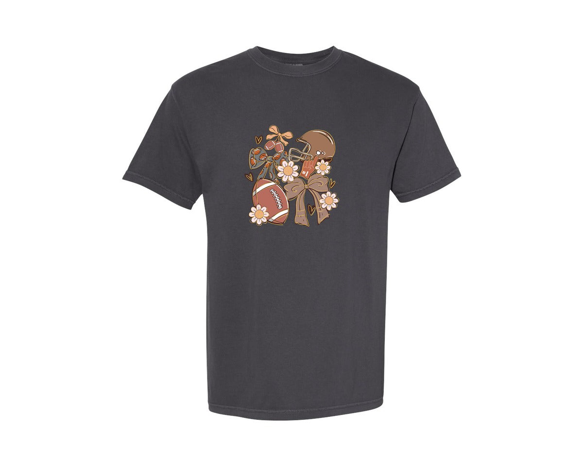 brand:Comfort Colors|color:Graphite|Game Day Football Coquette 5 Graphic T-Shirt