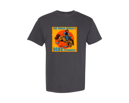 brand:Comfort Colors|color:Graphite|Whole Worlds Gone Country Western Graphic T-Shirt