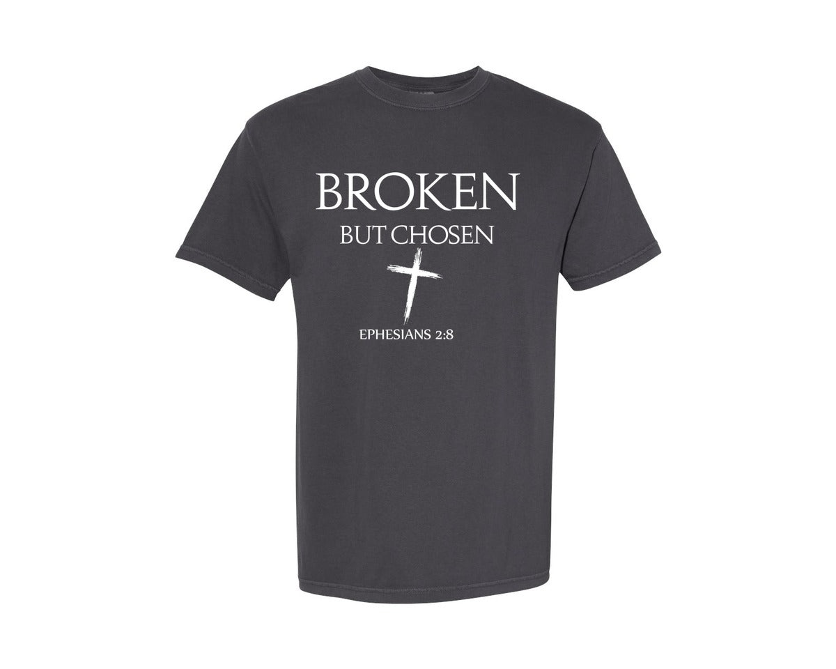 brand:Comfort Colors|color:Graphite|Broken But Chosen Christian Shirt 2 Graphic T-Shirt