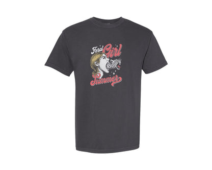 brand:Comfort Colors|color:Graphite|Feral Girl Summer Leopard Weird Shirt Graphic T-Shirt