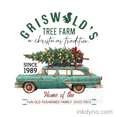 Vintage Christmas Tree Farm Art Design — DTF Transfer – Ready to Press