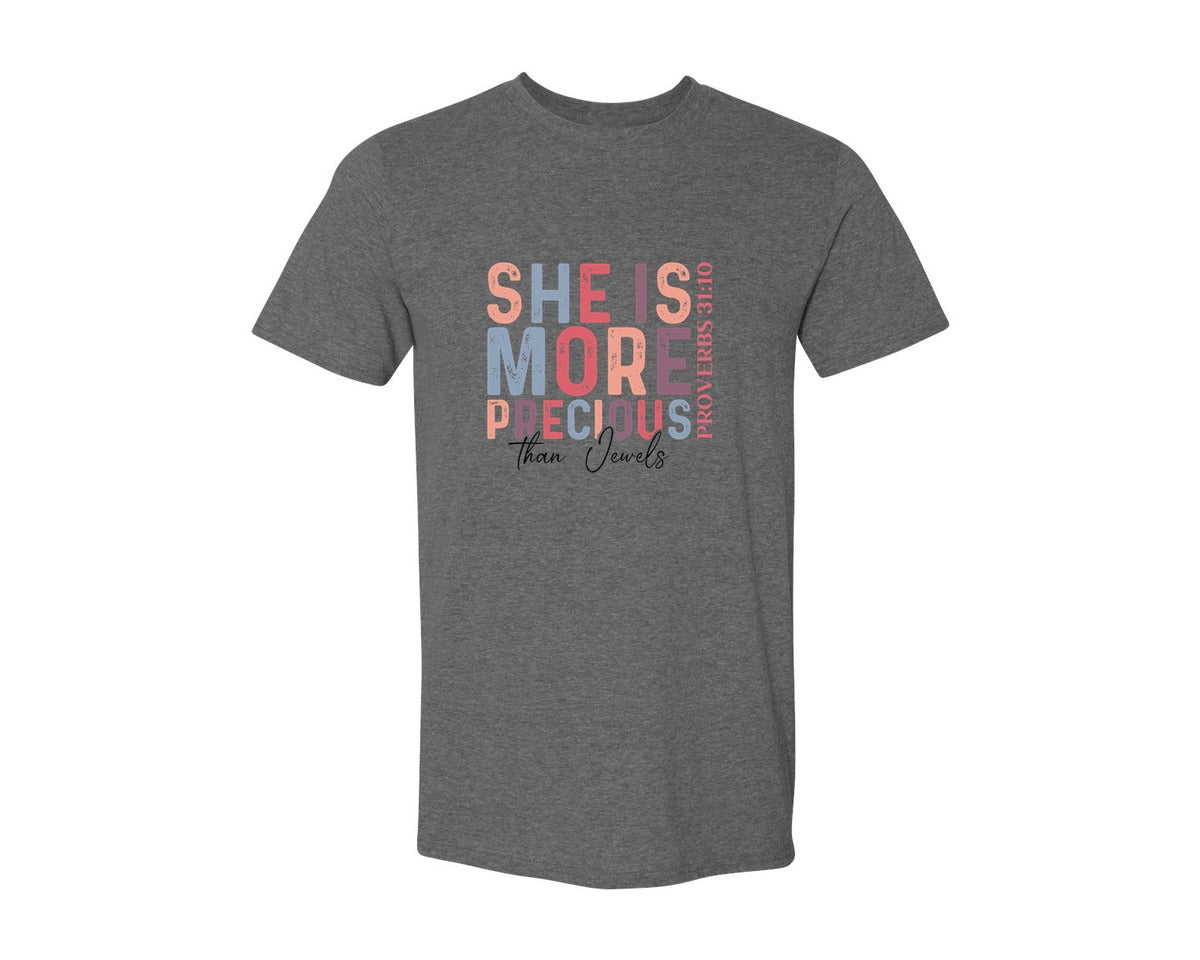 brand:Generic|color:Heather Dark Grey|Christian Quotes Mom Bible Verse Graphic T-Shirt