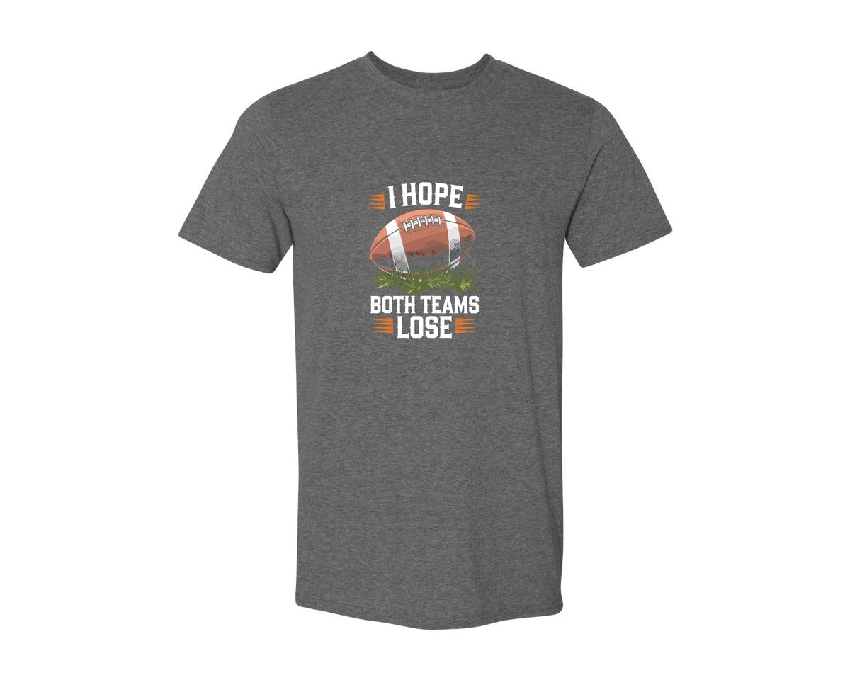 brand:Generic|color:Heather Dark Grey|I Hope Both Teams Lose Funny American Graphic T-Shirt