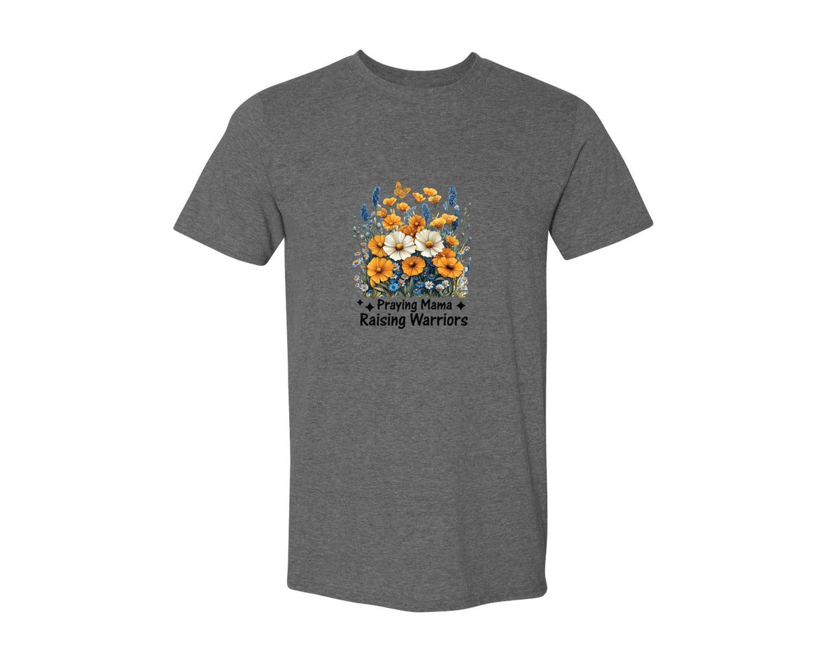brand:Generic|color:Heather Dark Grey|Praying Mama Boho Floral Mama 2 Graphic T-Shirt