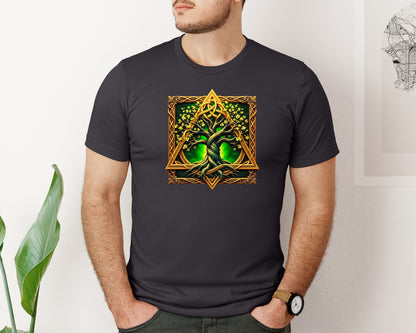brand:Bella Canvas|color:Heather Dark Grey|Celtic Tree Of Life Mystical Tree Graphic T-Shirt
